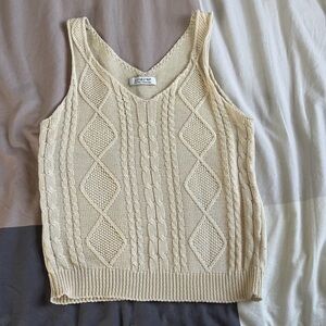 Elegant Cream Knit Sleeveless Blouse